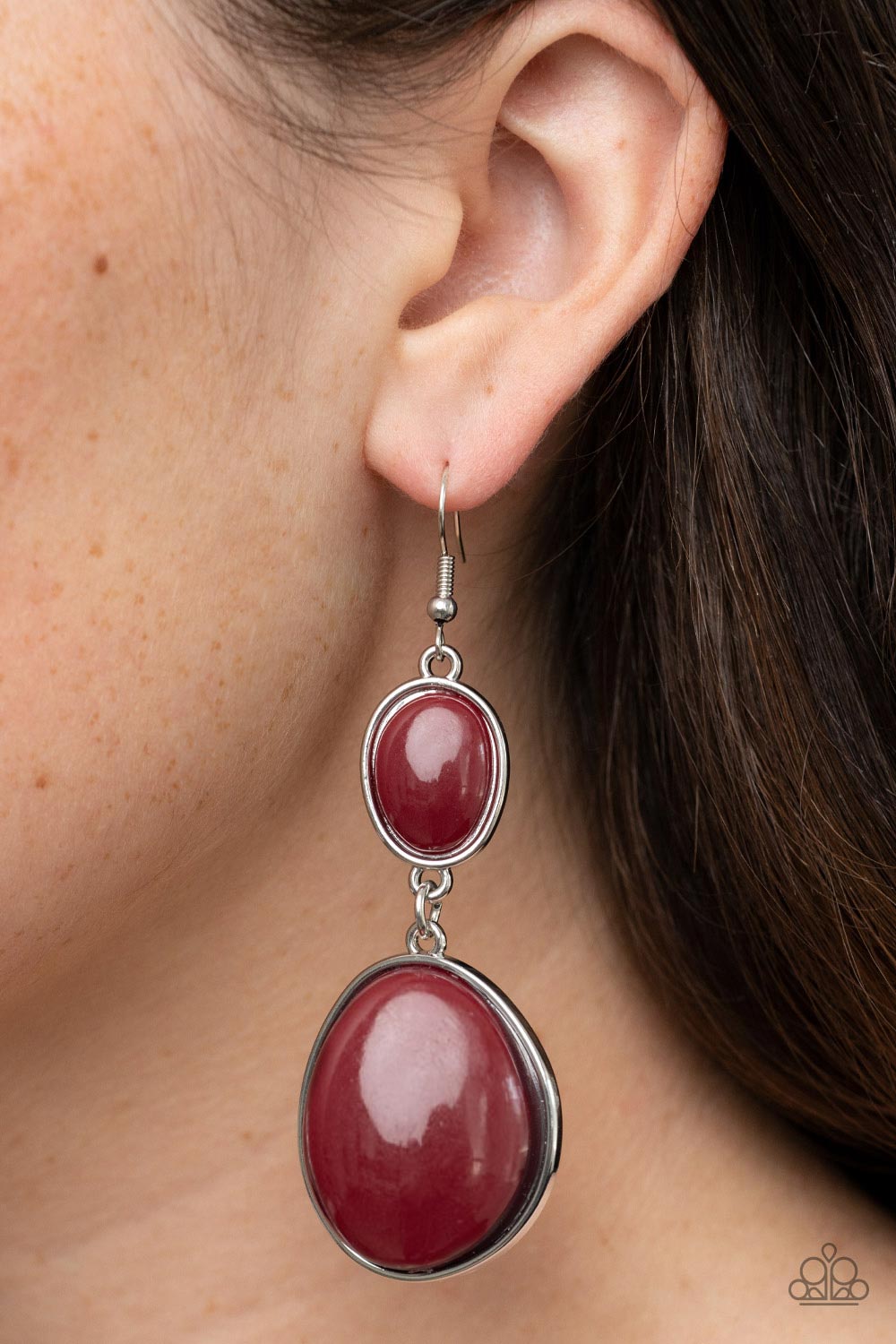 Soulful Samba - Red Asymmetrical Mismatched Oval Beaded Paparazzi Earrings