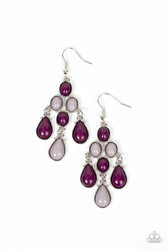 Feeling TIER-rific - Multi Oval & Teardrop Purple/Gray Beaded Paparazzi Earrings