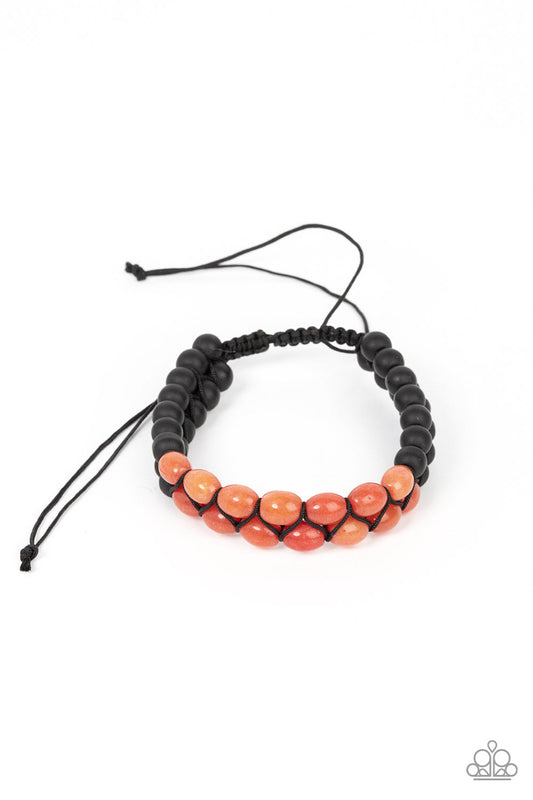 Just Play Cool - Orange & Black Stone Beaded Paparazzi Urban Bracelet