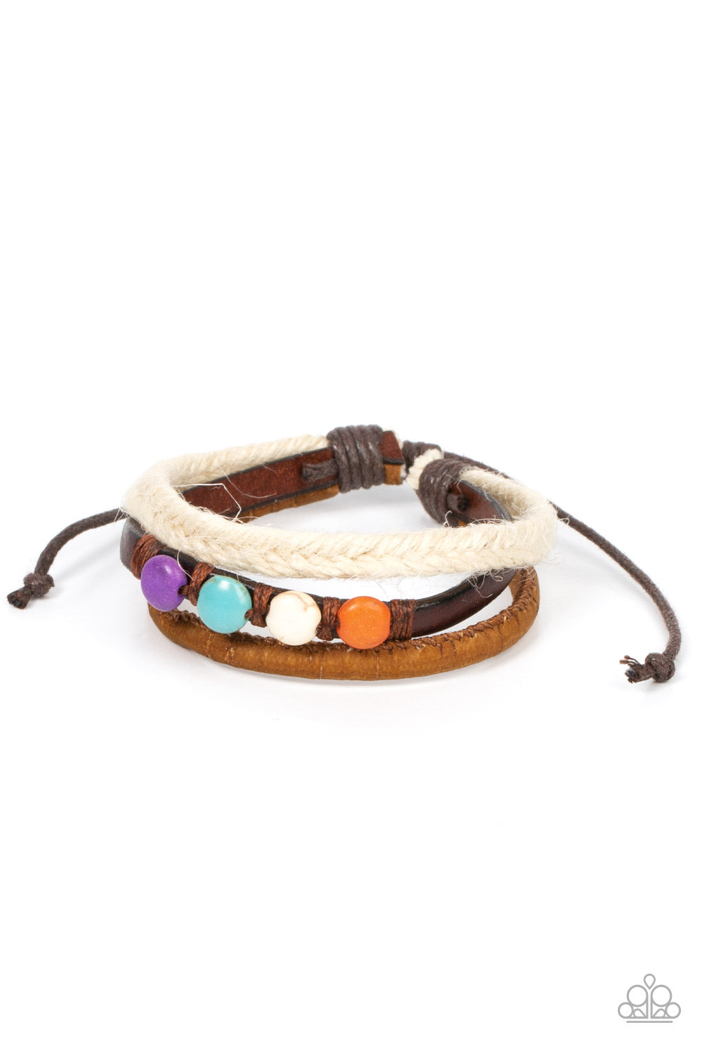 WANDER-struck Style - Multi Stone Beads, Braided Cording, & Cork-Like Fabric Paparazzi Urban Bracelet