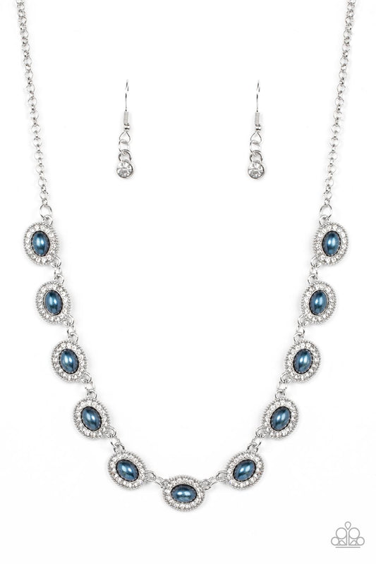 Modest Masterpiece - Blue Pearls/White Rhinestone Paparazzi Necklace & matching earrings