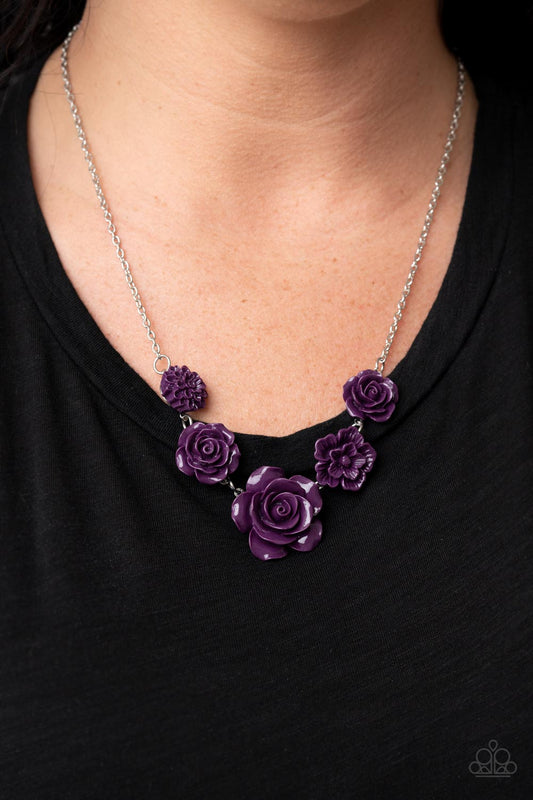 PRIMROSE and Pretty - Purple Floral Frame Paparazzi Necklace & matching earrings