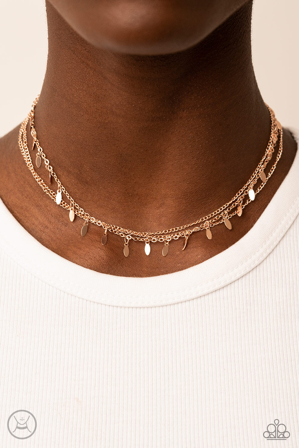 Monochromatic Magic - Rose Gold Dainty Choker Necklace & matching earrings