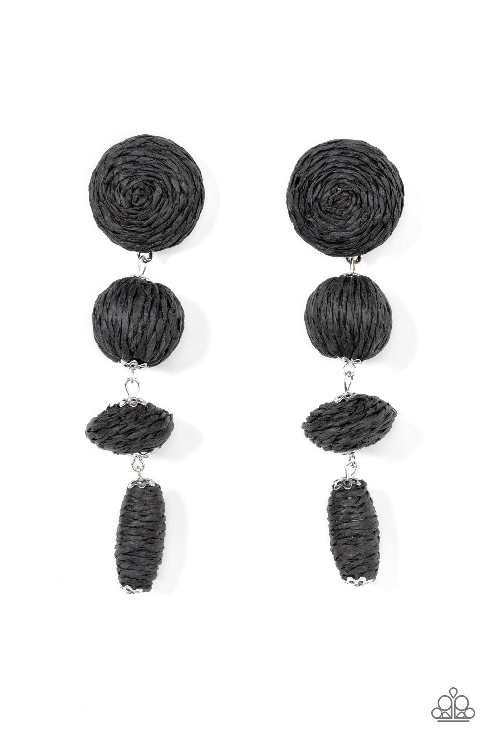 Twine Tango - Black Crepe-Like Twine Paparazzi Tassel Earrings