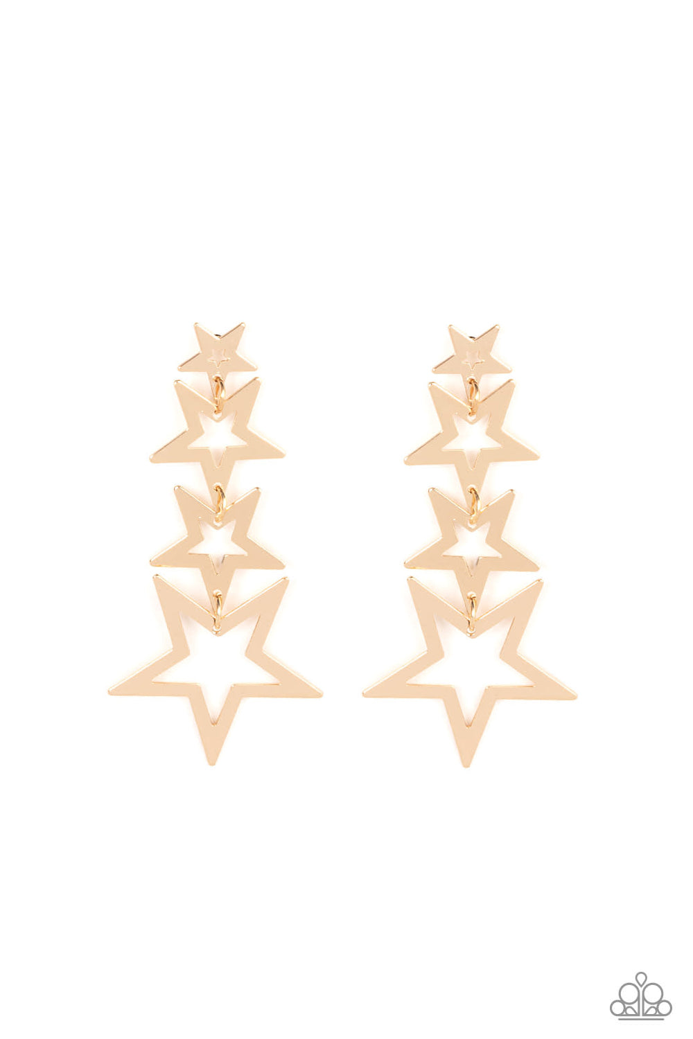Superstar Crescendo - Gold Star Frame Paparazzi Earrings