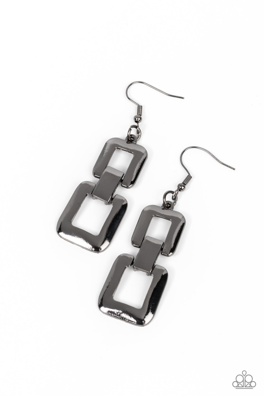 Public Square - Gunmetal Square Frame Paparazzi Earrings