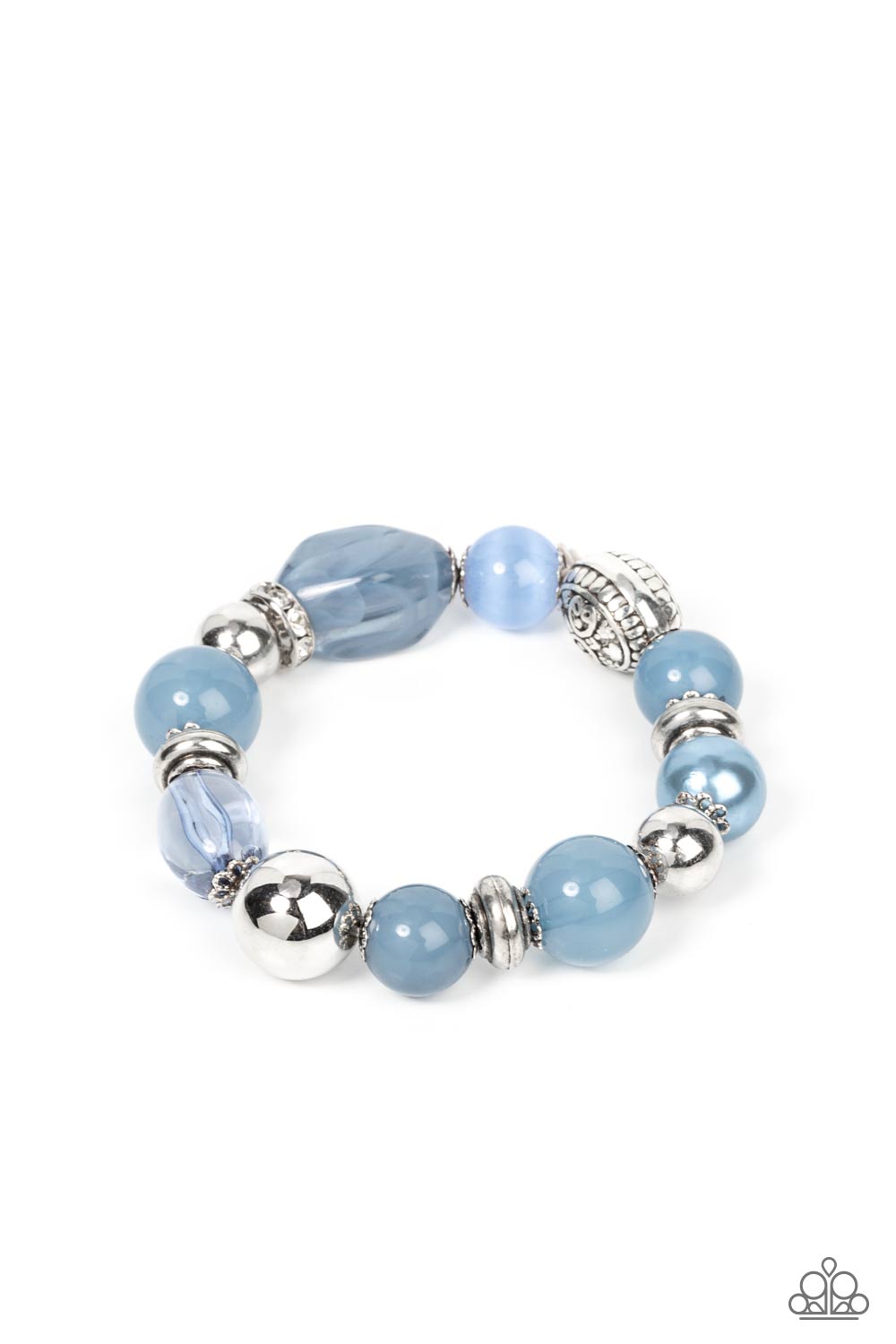 Tonal Takeover - Blue Opaque, Glassy, & Pearly Beaded Paparazzi Stretch Bracelet