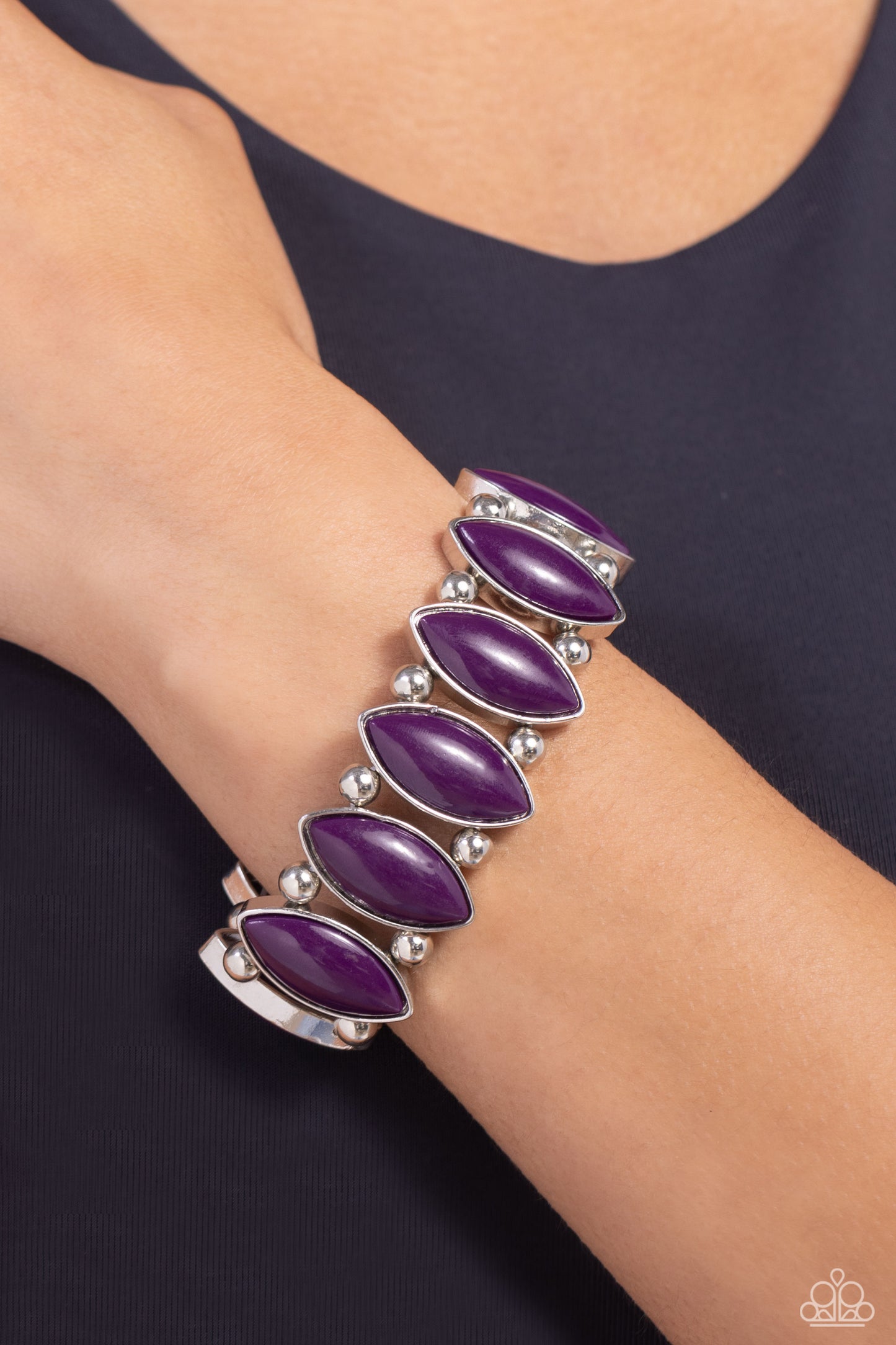 Cry Me a RIVERA - Purple Oversized Beaded Paparazzi Stretch Bracelet