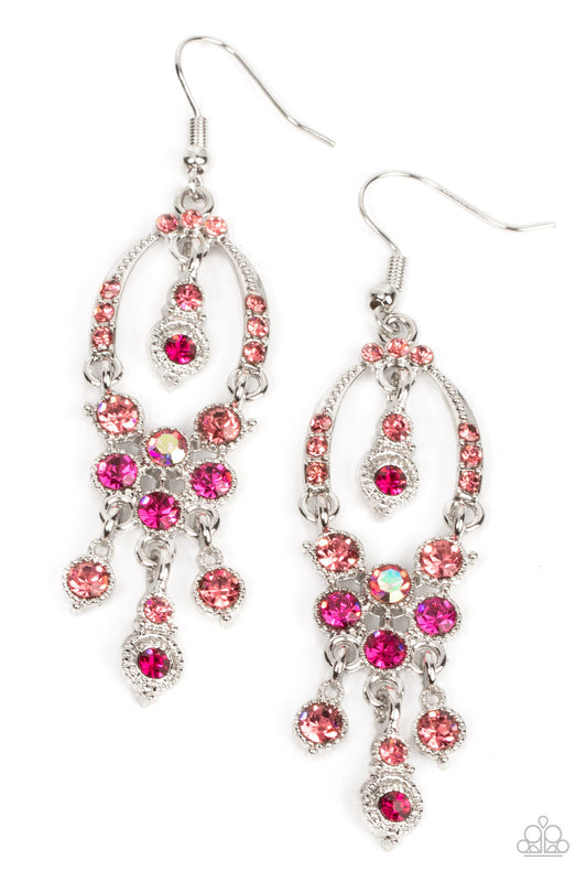 Sophisticated Starlet - Pink, Fuchsia, & Iridescent Rhinestone Paparazzi Earrings