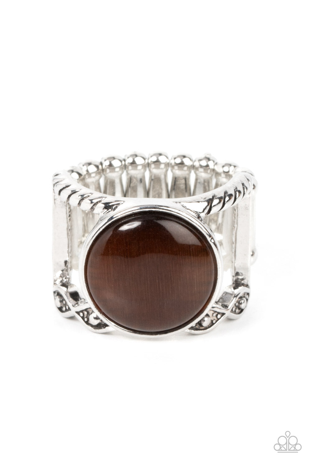 Clairvoyantly Cats Eye - Brown Oversized Cat's Eye Stone Paparazzi Ring