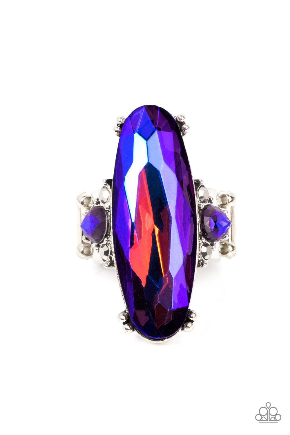 Interdimensional Dimension - Blue UV Oversized Oval Gem Paparazzi Ring