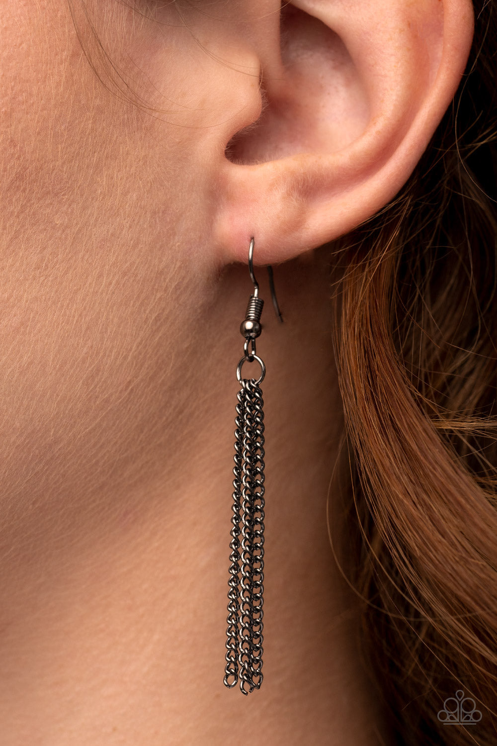 Follow the LUSTER - Gunmetal Chain/Iridescent, Black, Smoky Triangular Gem Pendant Paparazzi Necklace & matching earrings