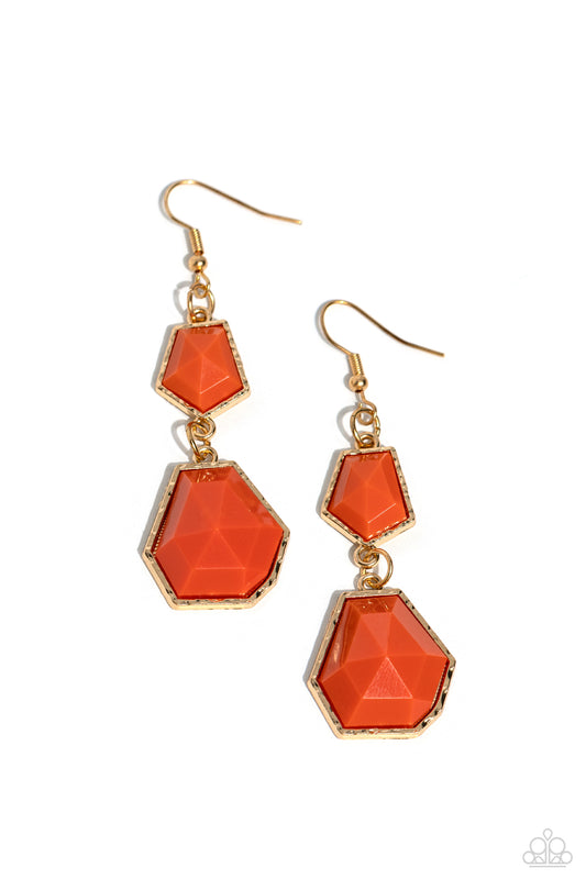 Rio Relic - Orange Geometric Beaded Paparazzi Earrings