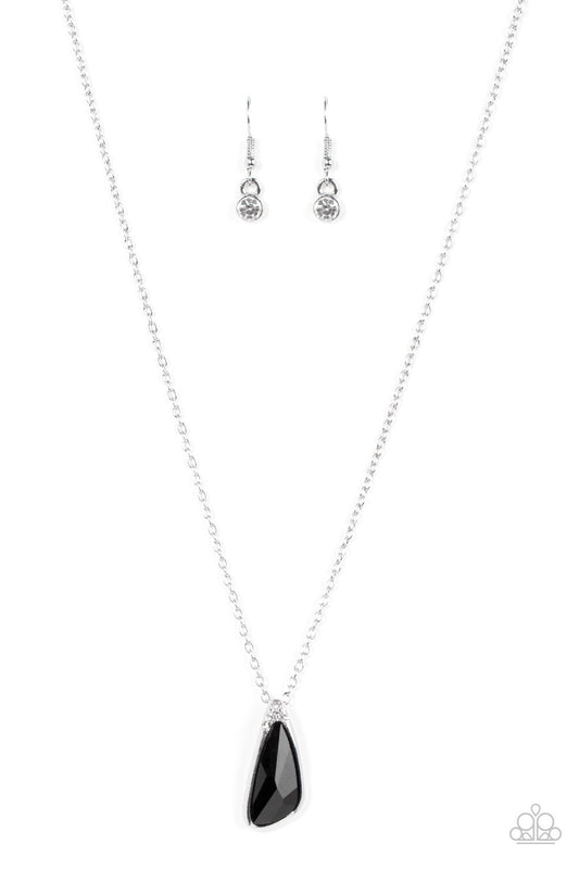 Envious Extravagance - Black Asymmetrical Gem Pendant Paparazzi Necklace & matching earrings
