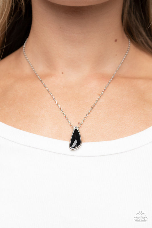 Envious Extravagance - Black Asymmetrical Gem Pendant Paparazzi Necklace & matching earrings