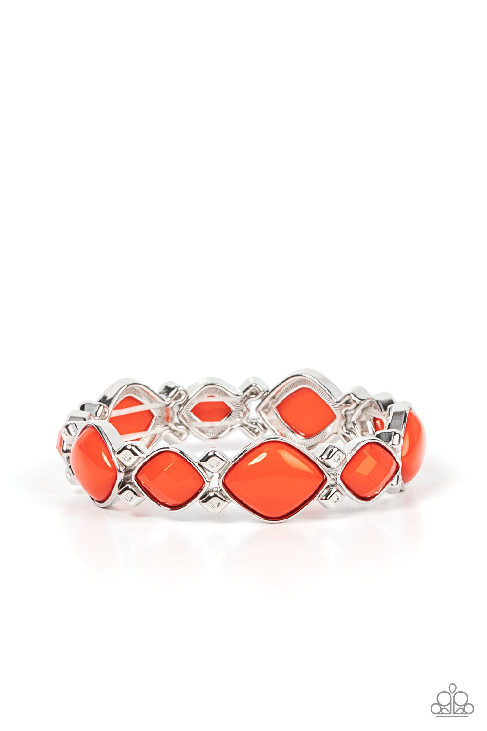 Boldly BEAD-azzled - Orange Diamond Shaped Beaded Paparazzi Stretch Bracelet
