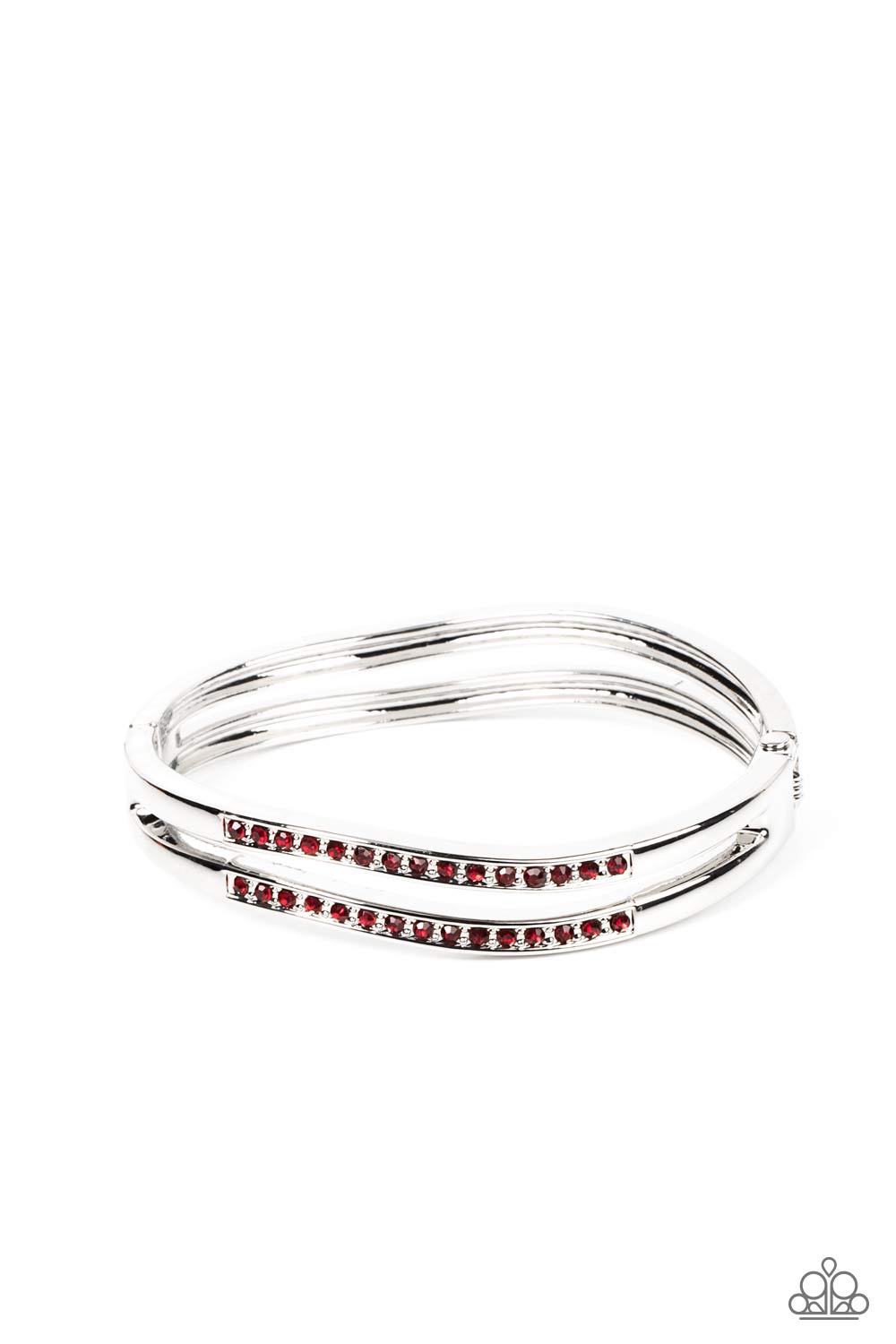 Gen Z Glamour - Red Rhinestone Encrusted Hinge Paparazzi Bracelet