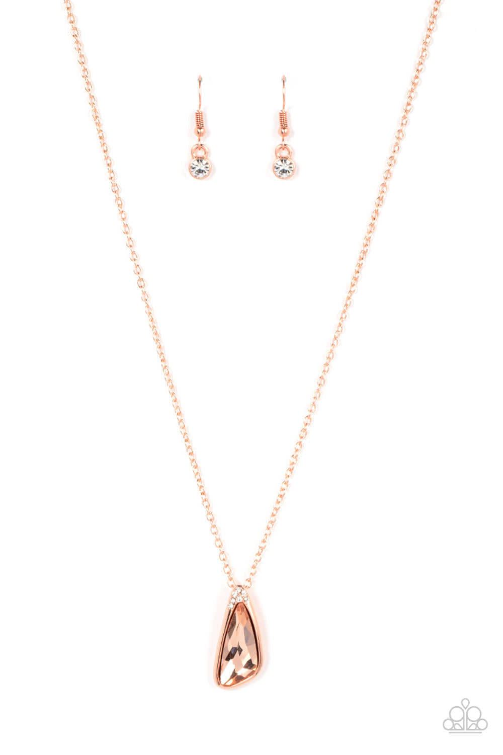 Envious Extravagance - Copper Asymmetrical Gem Pendant Paparazzi Necklace & matching earrings