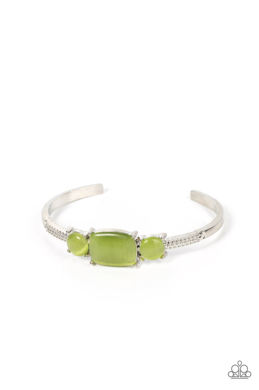 Tranquil Treasure - Green Cat's Eye Stone Paparazzi Cuff Bracelet