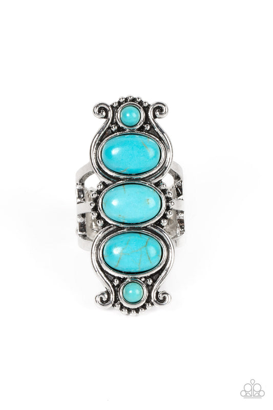 Roswell Relic - Blue/Turquoise Stacked Stone Paparazzi Ring