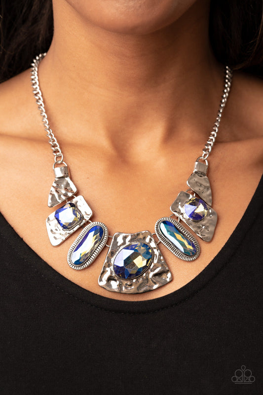 Futuristic Fashionista - Multi UV Shimmer Iridescent Rhinestone Paparazzi Necklace & matching earrings