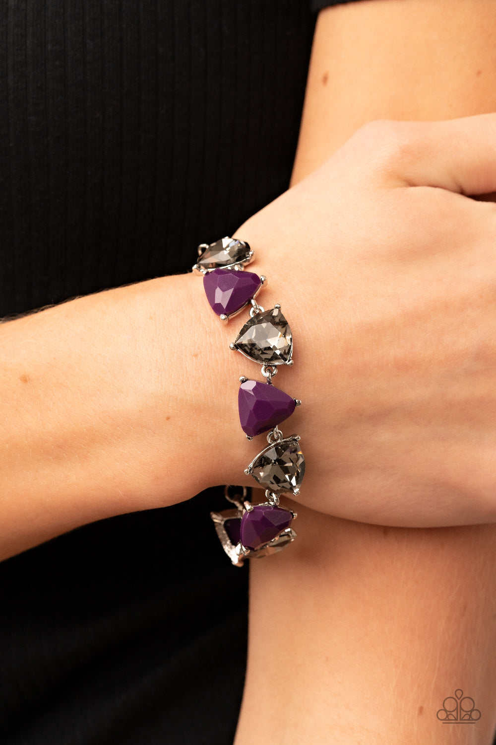 Pumped up Prisms - Purple Plum Beads & Smoky Gem Paparazzi Adjustable Bracelet