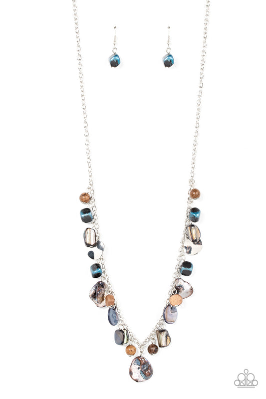 Caribbean Charisma - Blue Iridescent Rock Accents Paparazzi Necklace & matching earrings