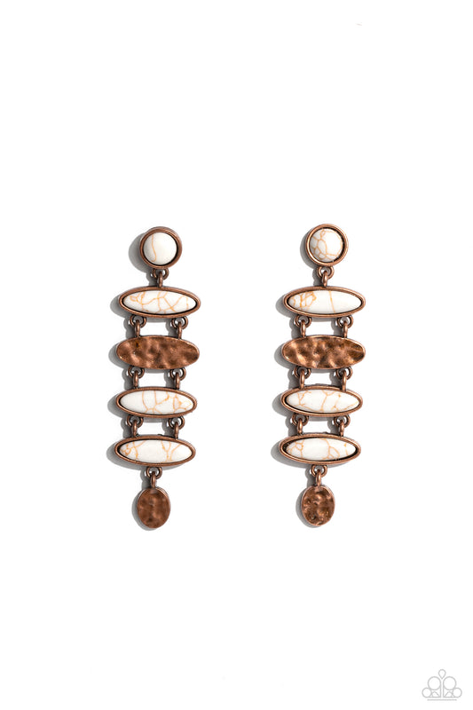 Rustic Reverie - Copper Frames/White Stone Paparazzi Earrings