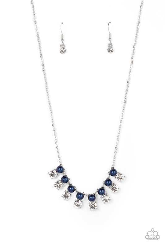 Dashingly Duchess - Blue Pearl & White Rhinestone Paparazzi Necklace & matching earrings