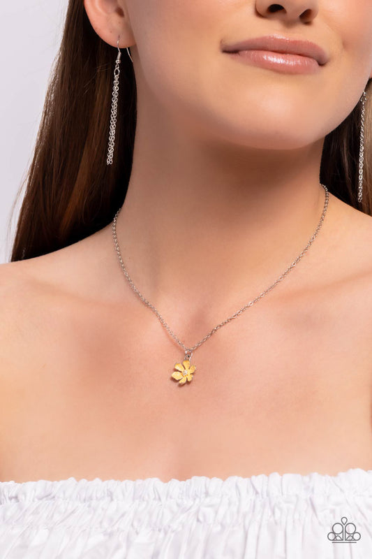Cottage Retreat - Yellow Dainty Flower Pendant Paparazzi Necklace & matching earrings