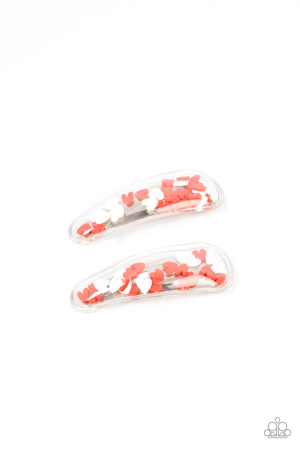 What a Sweetheart - Red & White Heart Confetti Paparazzi Hair Clips
