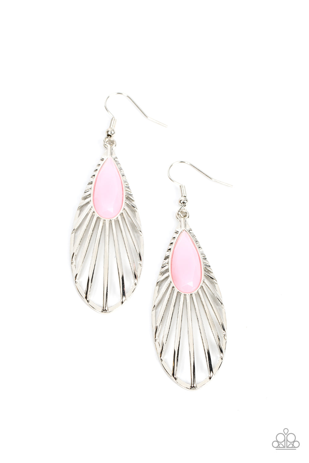 WING-A-Ding-Ding - Pink Opaque Teardrop Beaded Butterfly Wing Paparazzi Earrings