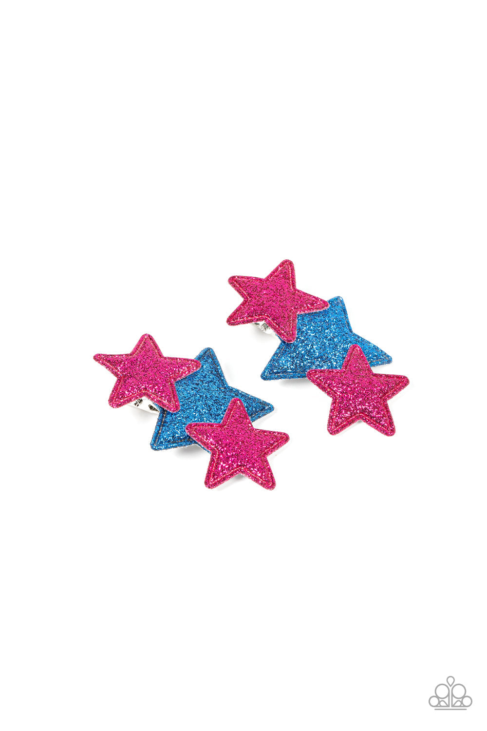 Starry Seamstress - Multi Pink & Blue Glitter Stars Paparazzi Hair Clips