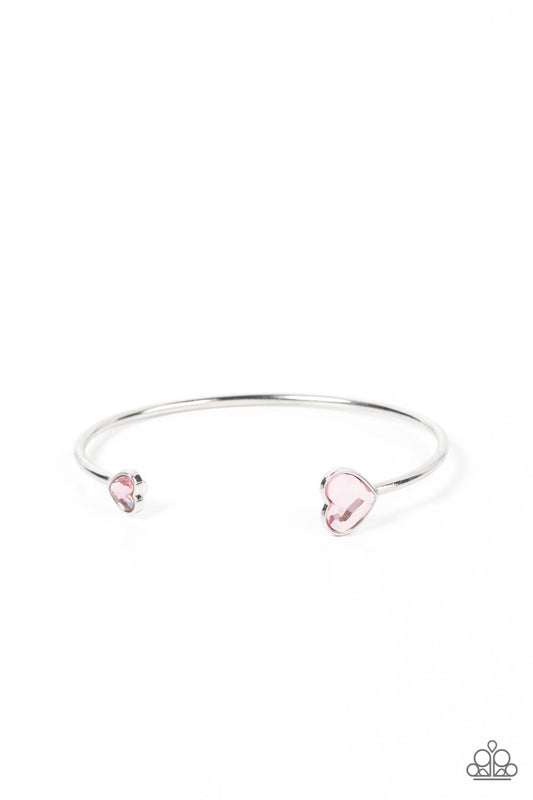 Unrequited Love - Pink Heart Shaped Rhinestone Paparazzi Cuff Bracelet