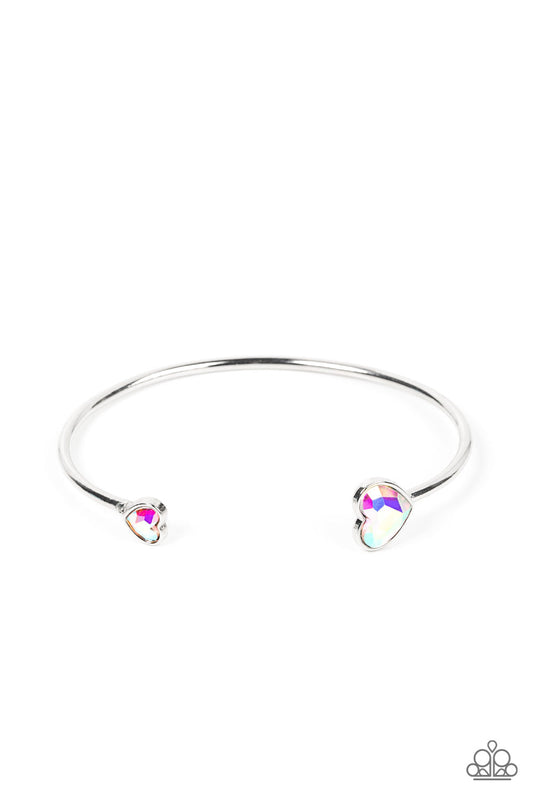 Unrequited Love - Multi Iridescent Rhinestone Heart Paparazzi Cuff Bracelet