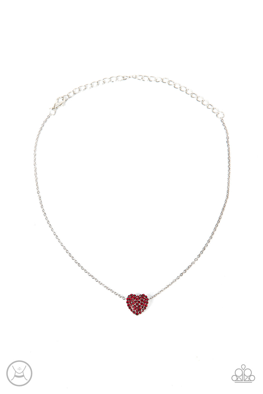 Twitterpated Twinkle - Red Rhinestone Encrusted Heart Paparazzi Choker Necklace & matching earrings