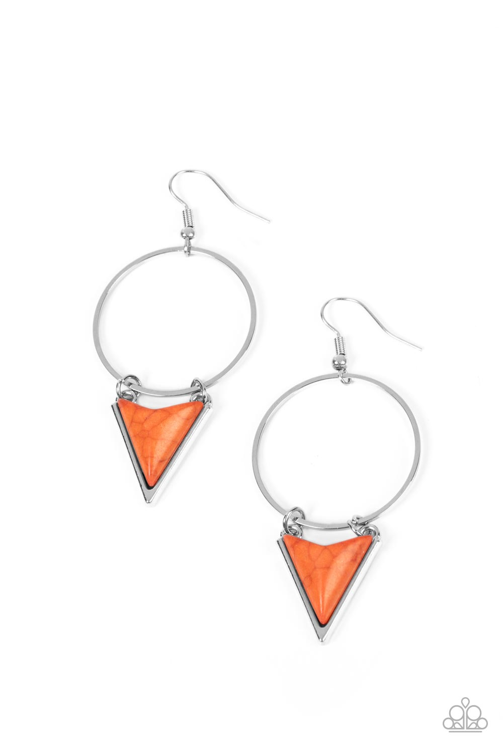 Sahara Shark - Orange Triangular Stone Paparazzi Earrings