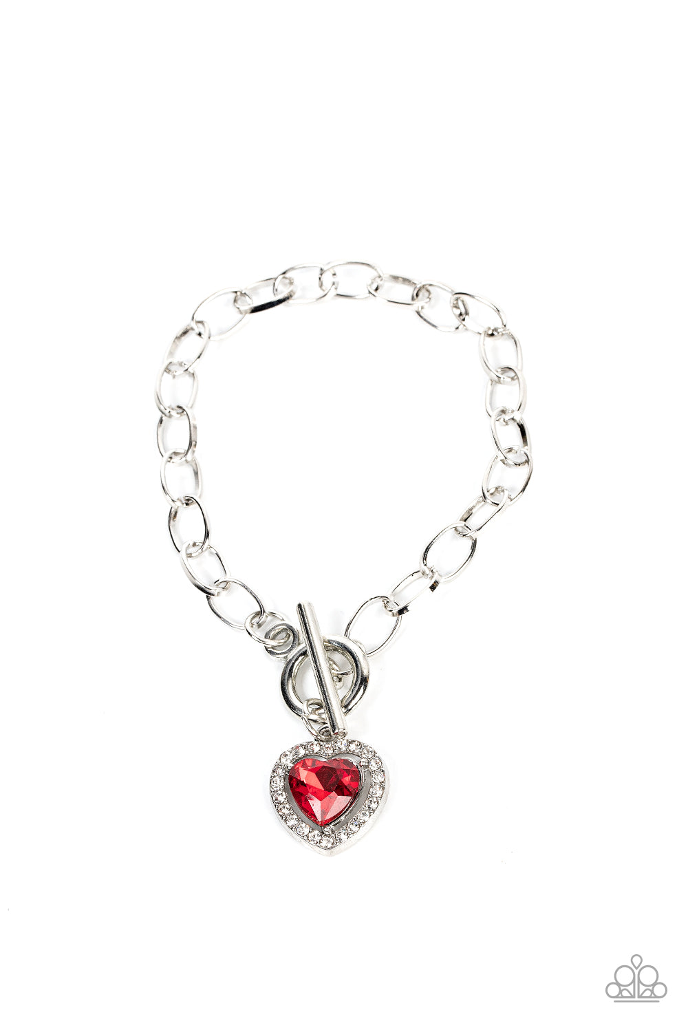 Till DAZZLE Do Us Part - Red Heart Gem Paparazzi Toggle Bracelet