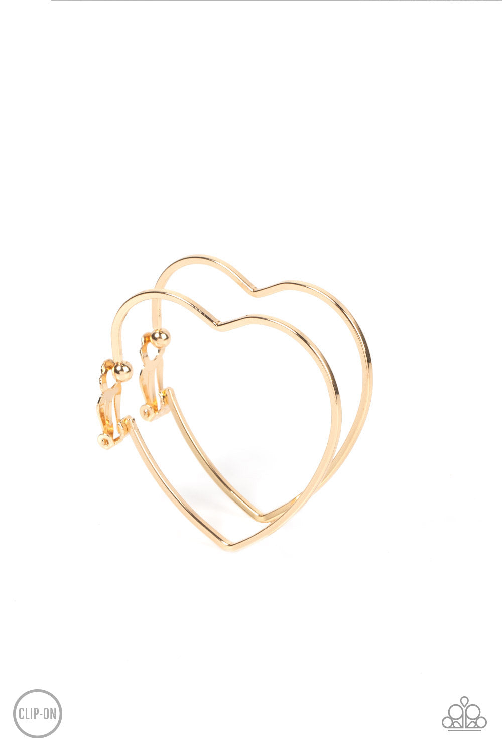 Harmonious Hearts - Gold Heart Frame Paparazzi CLIP-ON Earrings