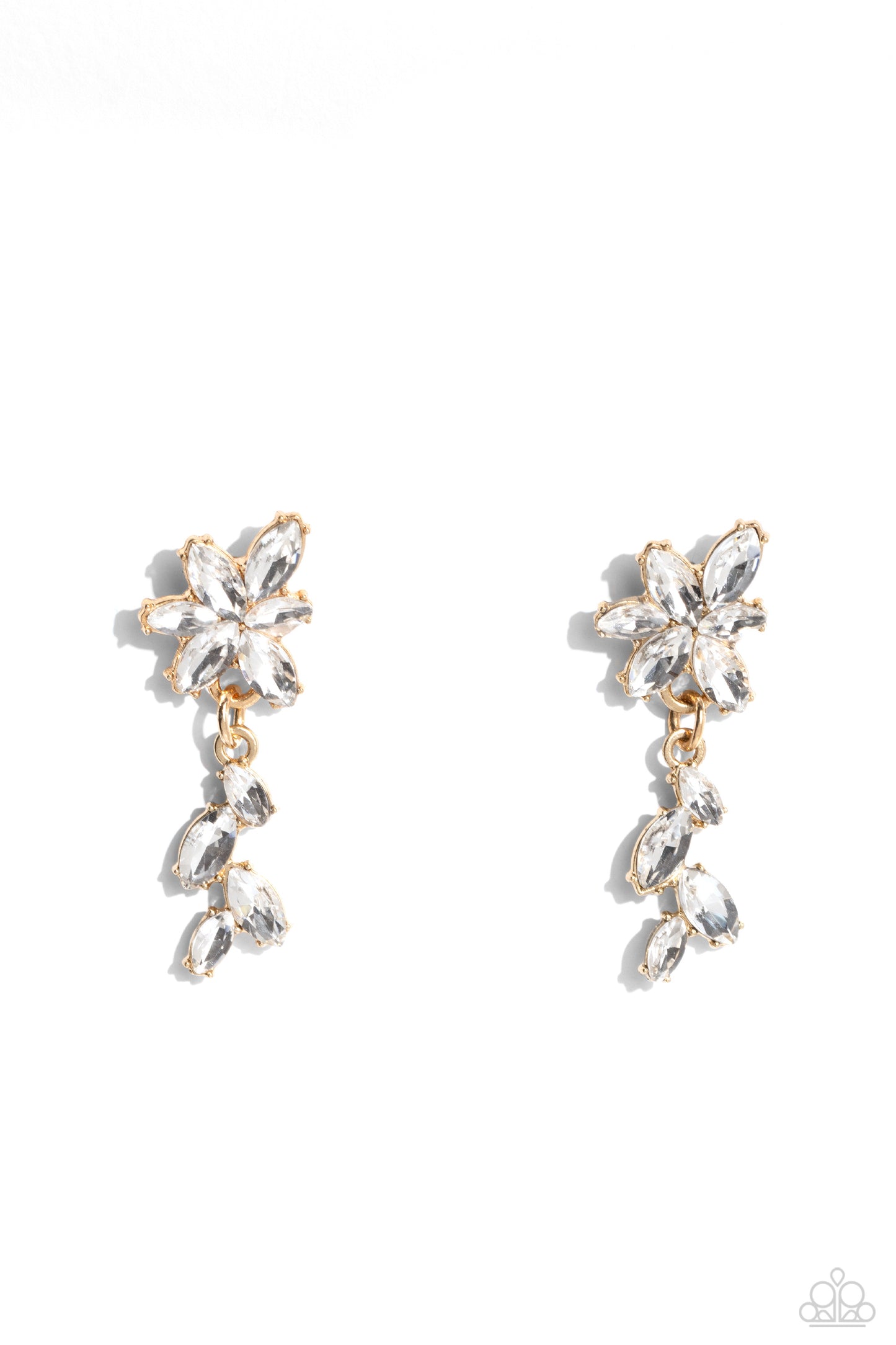 Goddess Grove - Gold Fittings & Marquise Cut Rhinestone Paparazzi Earrings