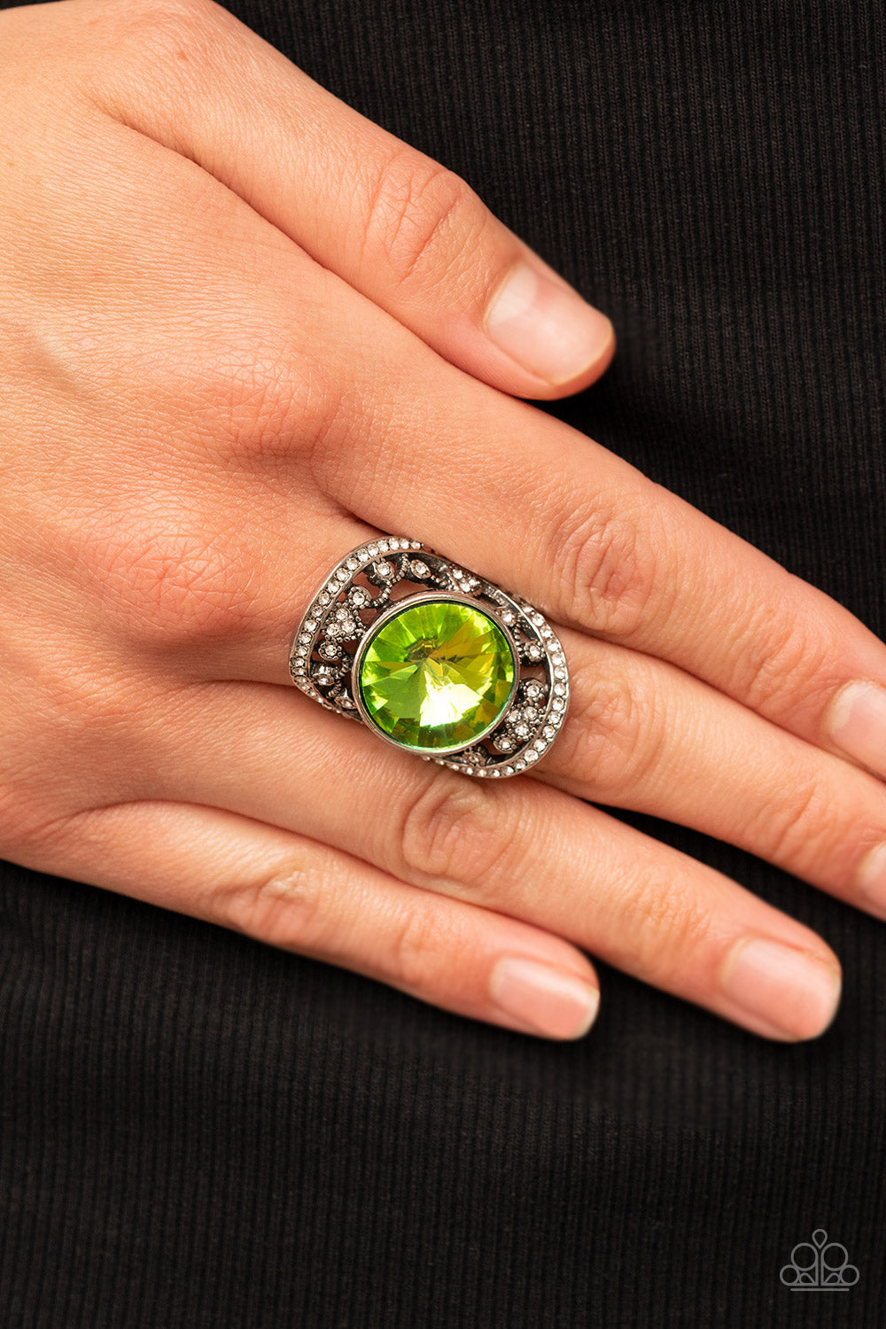 Galactic Garden - Green Iridescent Oversized Gem Paparazzi Ring