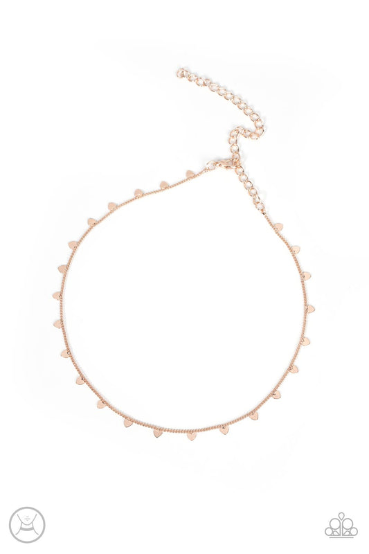 Cupids Cutest Valentine - Rose Gold Dainty Heart Paparazzi CHOKER Necklace & matching earrings