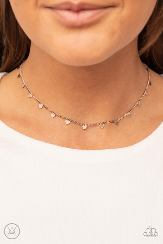 Cupids Cutest Valentine - Rose Gold Dainty Heart Paparazzi CHOKER Necklace & matching earrings