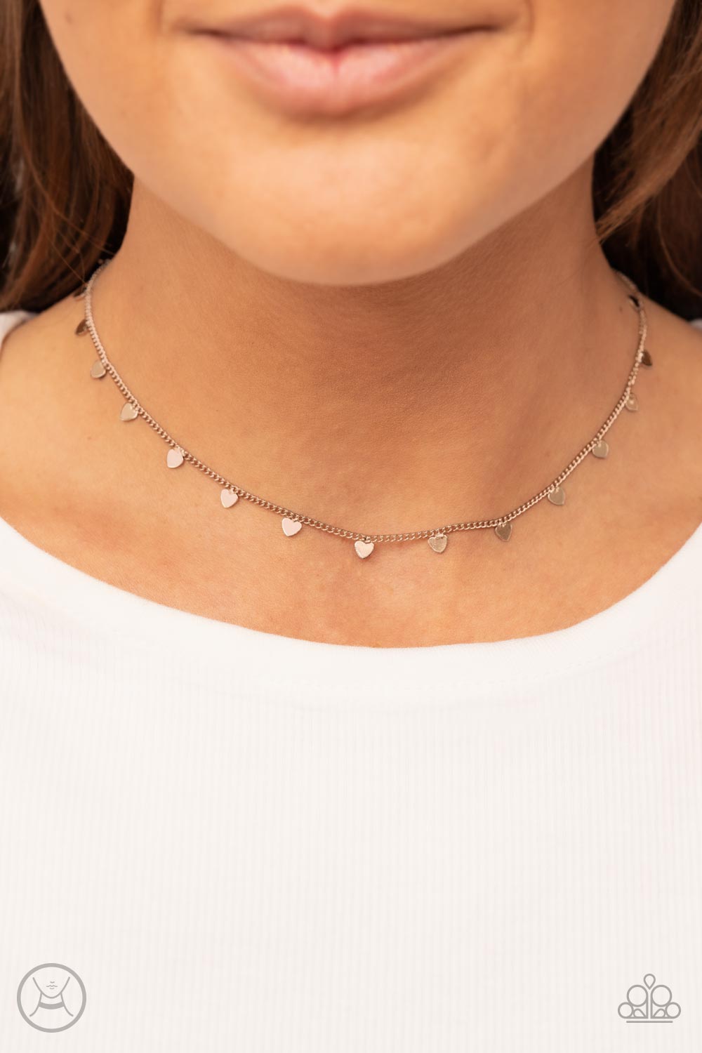 Cupids Cutest Valentine - Rose Gold Dainty Heart Paparazzi CHOKER Necklace & matching earrings