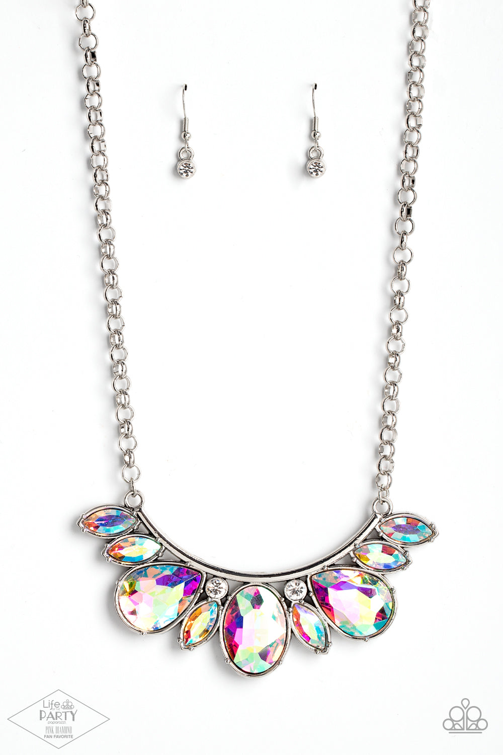 Never SLAY Never - Multi Oversized Iridescent Rhinestone Paparazzi Statement Necklace & matching earrings