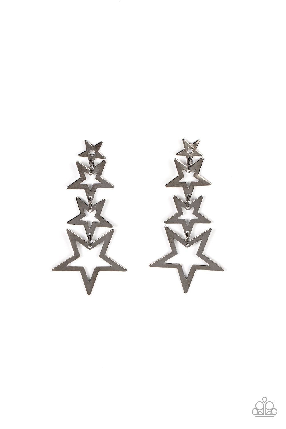 Superstar Crescendo - Gunmetal Star Frame Tassel Paparazzi Earrings