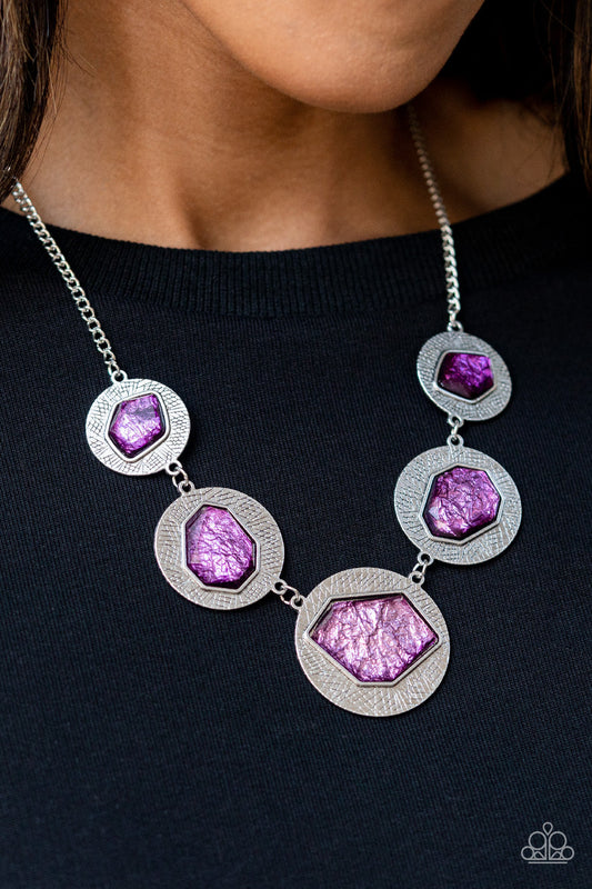 Raw Charisma - Purple Asymmetrical Gem Paparazzi Necklace & matching earrings