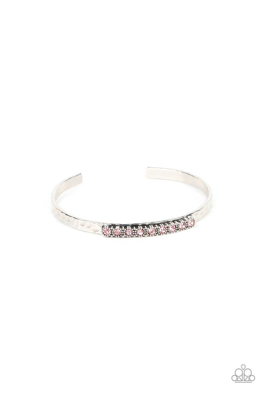 Gives Me the SHIMMERS - Pink Rhinestone Paparazzi Cuff Bracelet