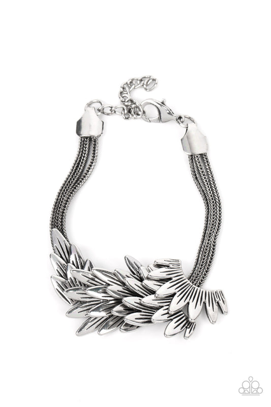 BOA and Arrow - Silver Feather Boa Inspired Paparazzi Adjustable Bracelet
