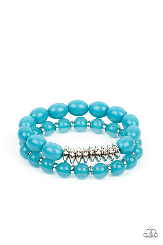 La Vida Vacation - Blue Beads/Silver Accent Paparazzi Set of 2 Stretch Bracelets